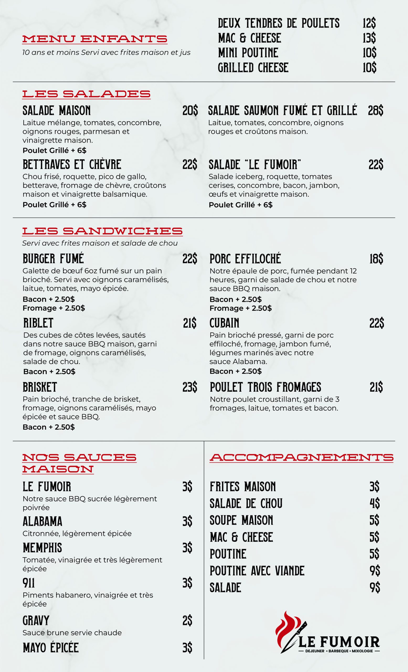 Le Fumoir Souper Menu Page 2 French
